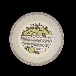 Vintage Apple Pie Dish with Apple Pie Recipe Graphics